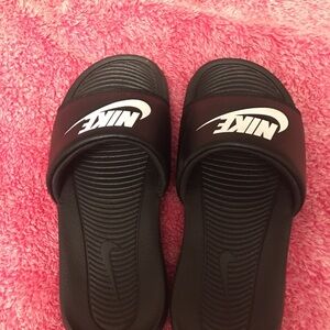 Nike Black and Red Slide Sandals